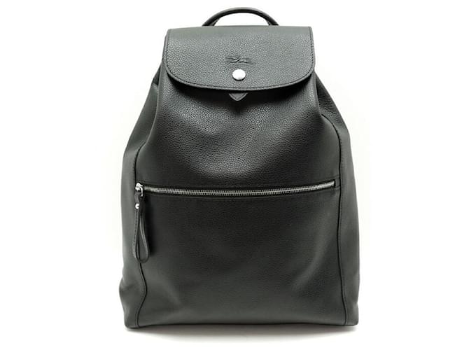 NEW LONGCHAMP LE FOULONNE L BACKPACK1550021047 BLACK LEATHER BACKPACK  ref.481691