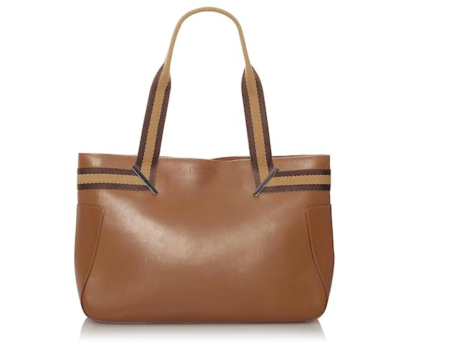 Gucci Brown Web Leather Tote Bag Multiple colors Pony-style calfskin  ref.481785