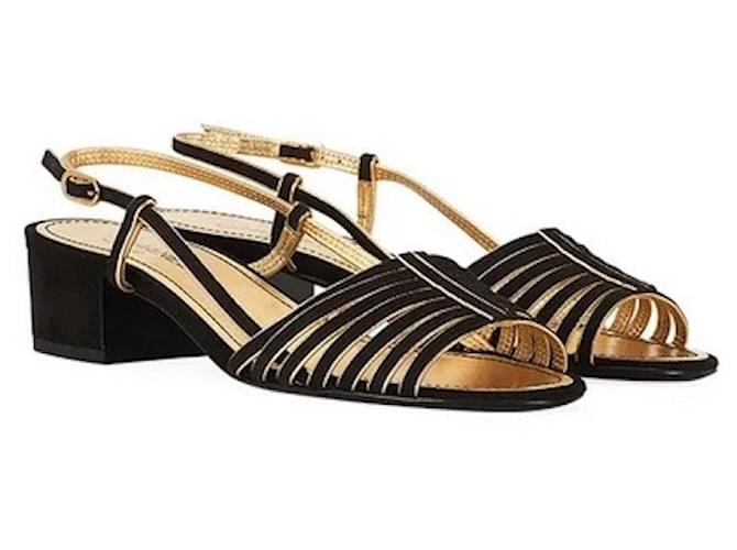 CHANEL Two-tone black and gold sandals T39 IT very good condition Spring  Summer 2021