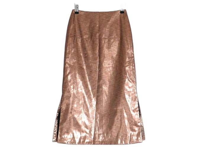 Autre Marque Rejina Pyo Maude Copper Lamé Midi Skirt Synthetic  ref.482129