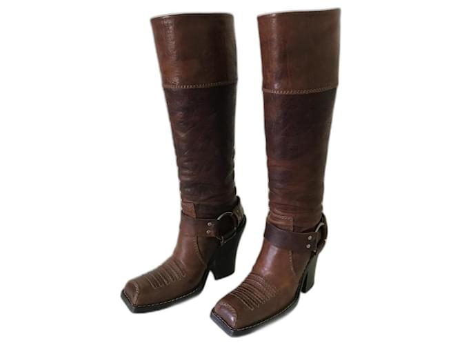 Dior boot Brown Leather  ref.482130