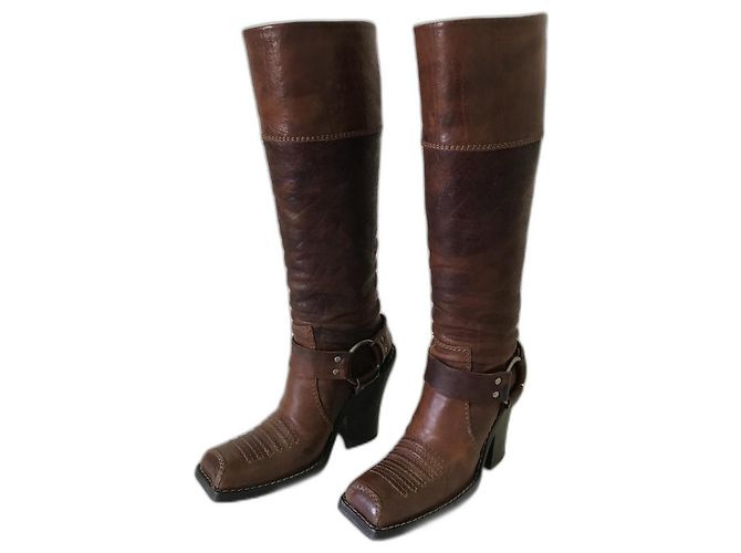 Dior leather boots brown size 35