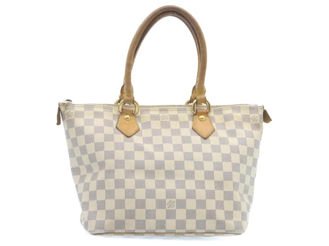 LOUIS VUITTON Damier Azur Saleya PM Hand Bag off-white