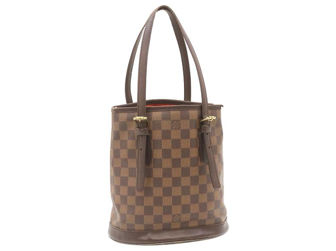 Bucket LOUIS VUITTON Damier Ebene Marais Borsa a tracolla a secchiello N42240 LV Auth lt169