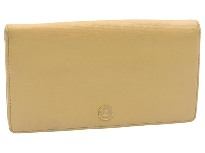 CHANEL Caviar Skin Zip Around Long Wallet Leather Beige CC Auth fm1123  ref.482532