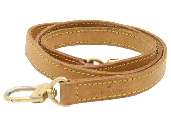 LOUIS VUITTON Shoulder Strap Leather Beige LV Auth hk278