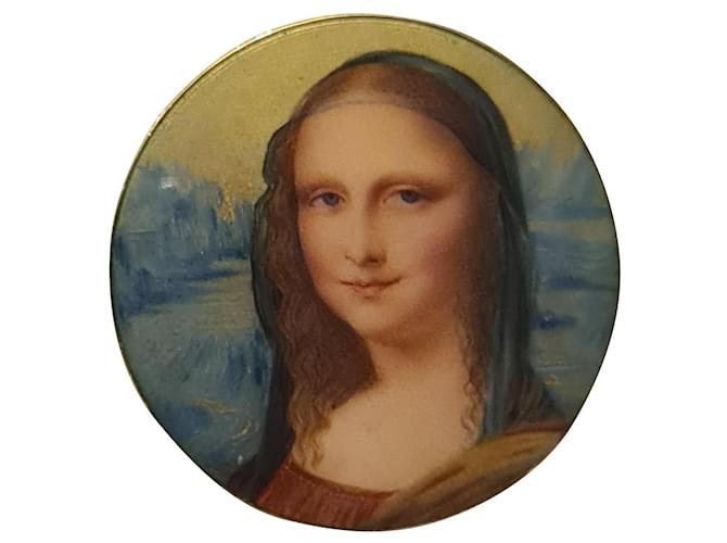 Autre Marque broche Mona Lisa Azul Ouro  ref.482762
