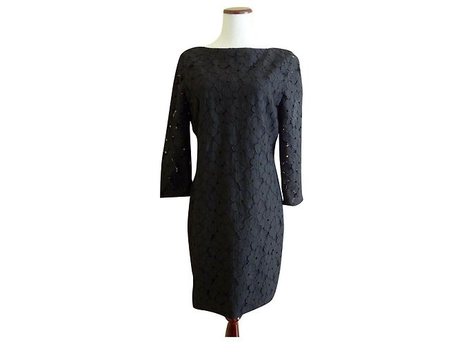 Diane Von Furstenberg DvF Sarita Blumenspitzenkleid in Schwarz
