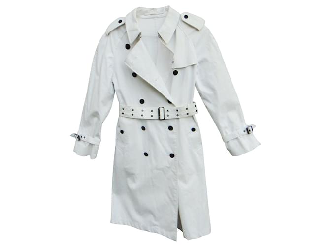 trench femme Burberry taille 38 Coton Blanc  ref.483532