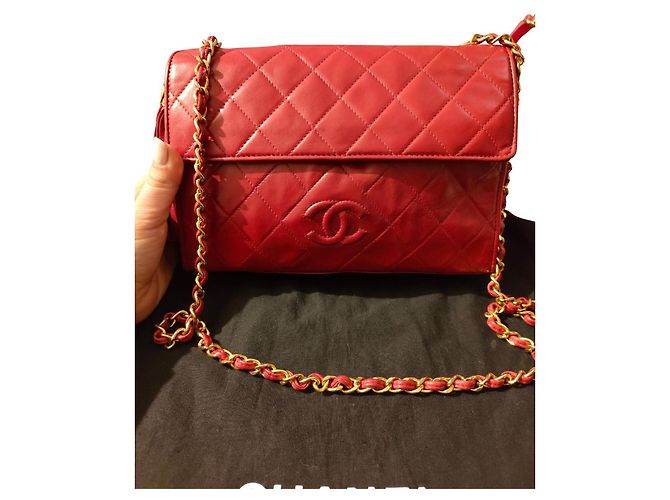 Bolsa Chanel de couro vermelha Vermelho