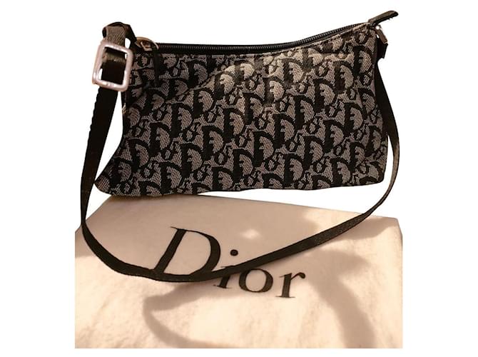 Christian Dior Handtaschen Schwarz Weiß Tuch  ref.483536