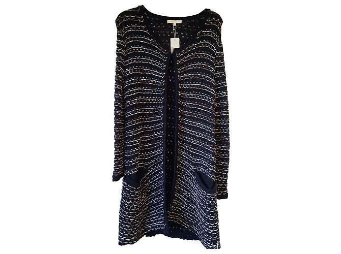 Maje Boucle Kit Strickjacke Braun Schwarz Baumwolle