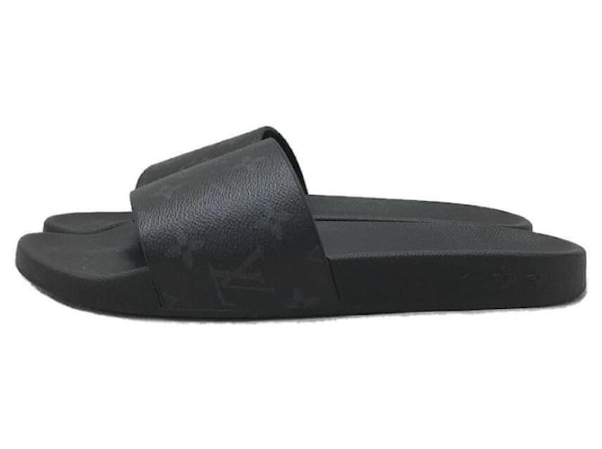 LOUIS VUITTON Mule Waterfront Line Monogram Eclipse / Slide Sandals / UK8 /  Black / PVC ref.483703 - Joli Closet