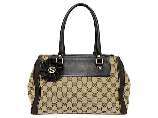 [Used] Gucci Tote Bag Beige Brown Interlocking Leather  ref.483721