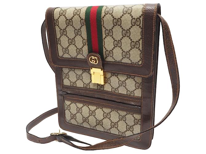 [Usado] Bolsa de ombro Gucci Linha Shelly Perfume Bolsa transversal Bolsa diagonal Unissex Vintage 1970S 70's Marrom Bege  ref.483747