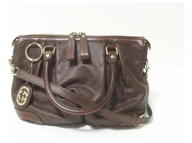 [Used] GUCCI 2WAY Tote Bag Shoulder Bag Sookie Top Handle Bag Dark brown Leather  ref.483773