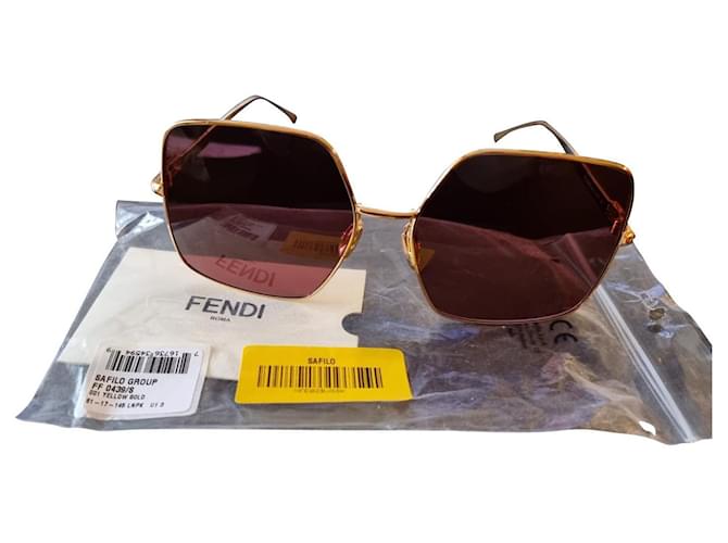 baguete occhiali da sole fendi Dourado Metal  ref.484100
