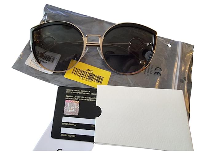 fendi sunglasses Black Golden Metal  ref.484102