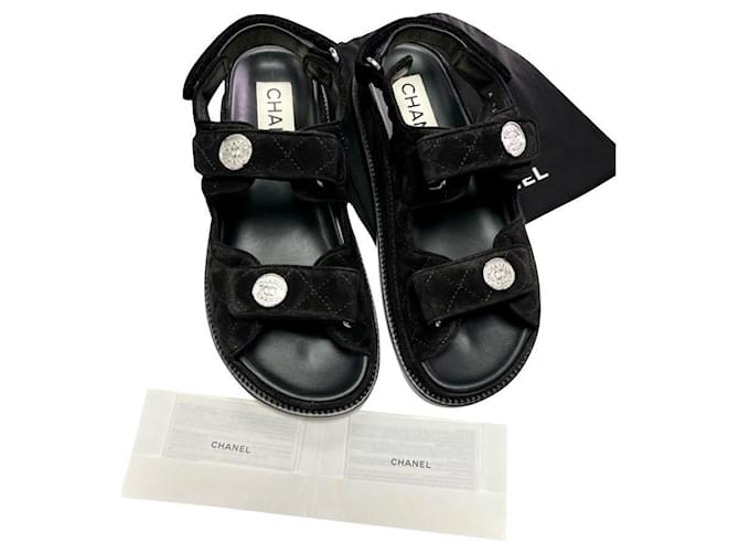 CHANEL  BLACK CAMELLIA JELLY ANKLE STRAP SANDALS