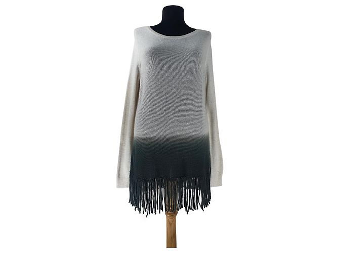 Autre Marque Aqua Pullover mit langen Fransen aus Kaschmir Mehrfarben 