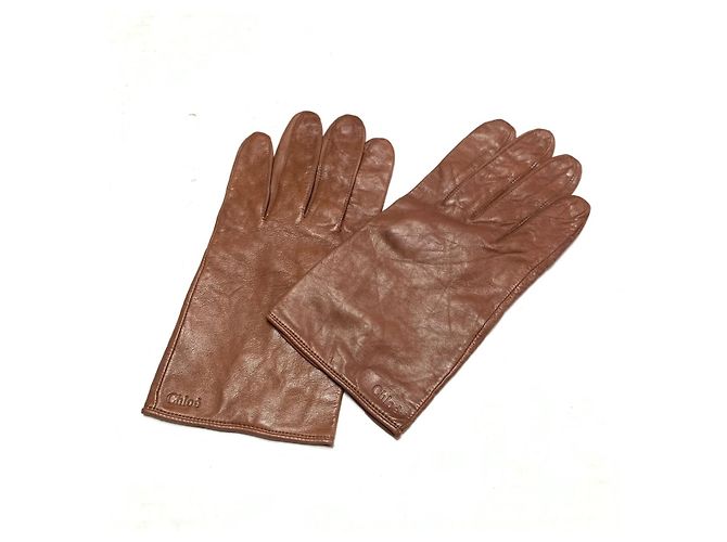 Chloé Chloe Handschuhe Braun Leder