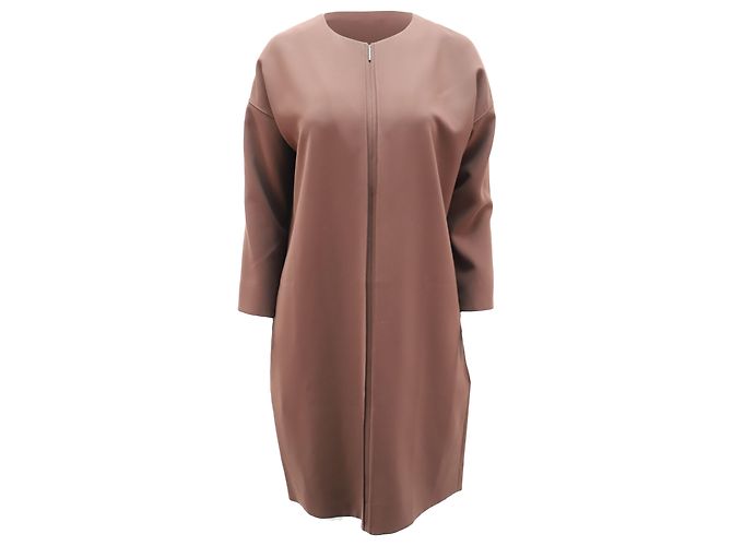 Vince Midi-Sackkleid mit Frontreißverschluss aus braunem Polyester