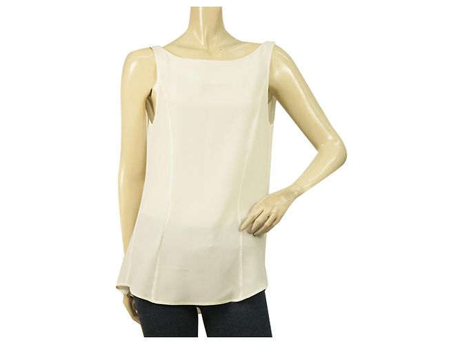 Dondup White Silk Blend Sleeveless Tie Back Tank Blouse Top size 40
