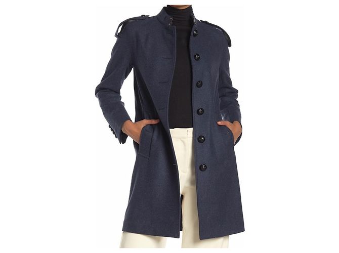 Burberry blue wool coat new size 42 Dark blue