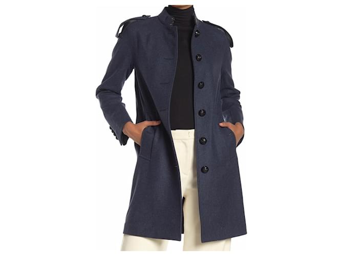 Burberry blue wool coat new size 42 Dark blue  ref.485151