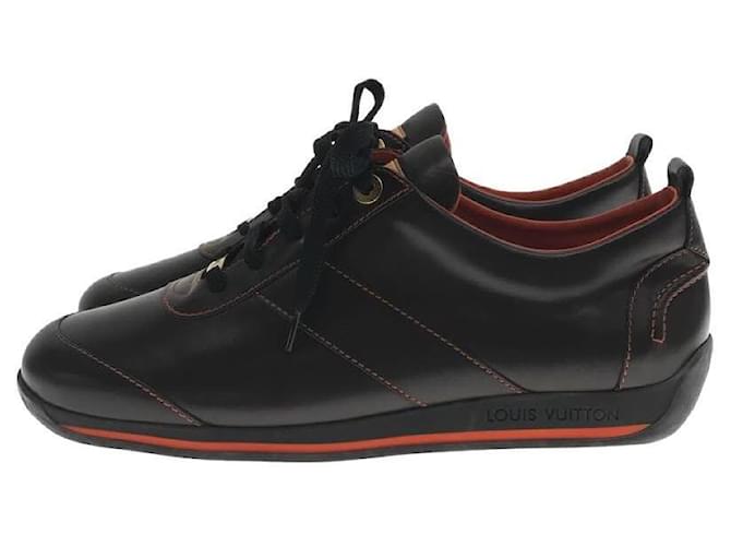 LOUIS VUITTON Zapatillas deportivas de piel con suela de goma / Reino  Unido6.5 / BRW / cuero / piezas de latón / costura naranja Castaño  ref.485446 - Joli Closet