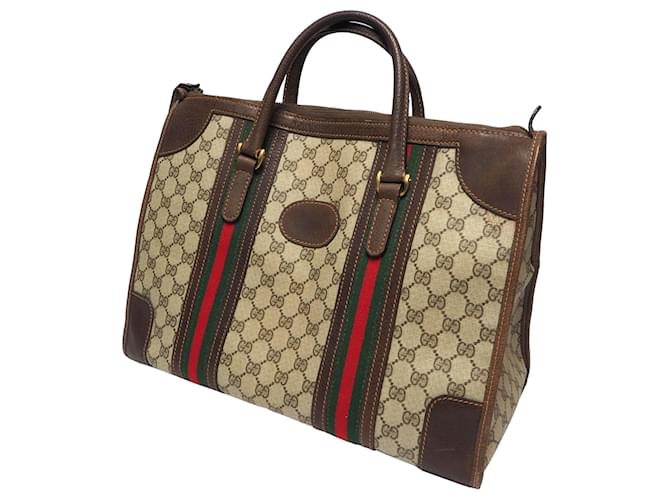 løn bande impressionisme Used] Old Gucci Vintage Gucci Boston Bag Dulles Bag Handbag Doctor Bag  Unisex 1970S 70s Shelly Line Brown Beige ref.485462 - Joli Closet