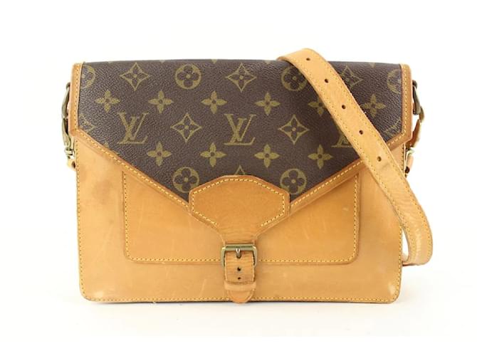 Louis Vuitton Bolsa de aba biface com monograma vintage rara com chave Couro  ref.485490