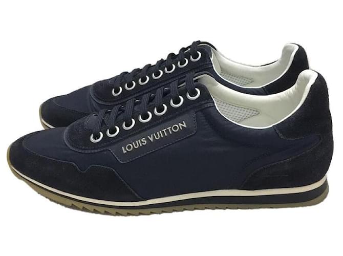 Louis Vuitton Blue Fabric and Leather Low Top Sneakers