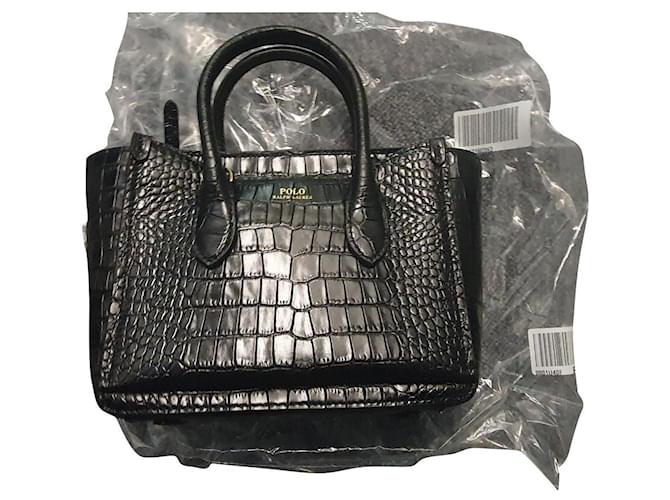 Polo Ralph Lauren Mini Sloane satchel Black Leather  ref.485504