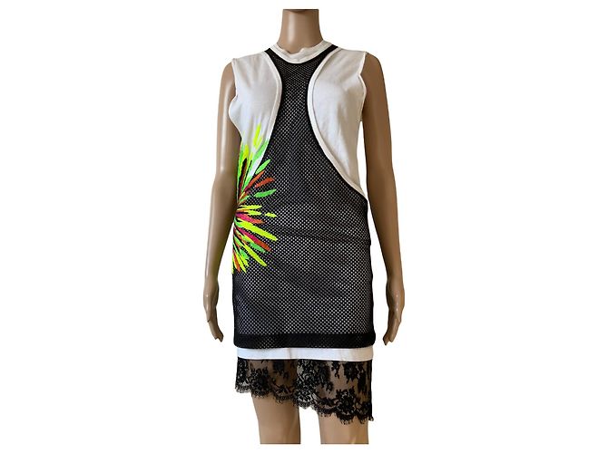 Vestido Dsquared2 de encaje estilo deportivo con cremallera negro blanco
