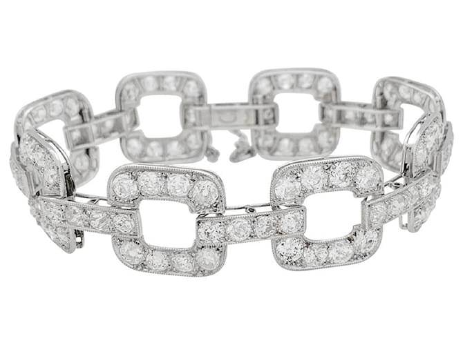 inconnue Platinum bracelet set with old-cut diamonds.  ref.485527
