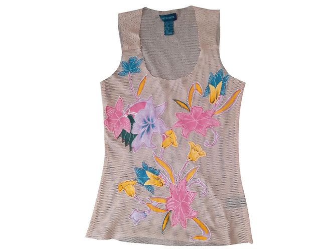 Antik Batik Besticktes Baumwoll Tanktop Rosa Pink