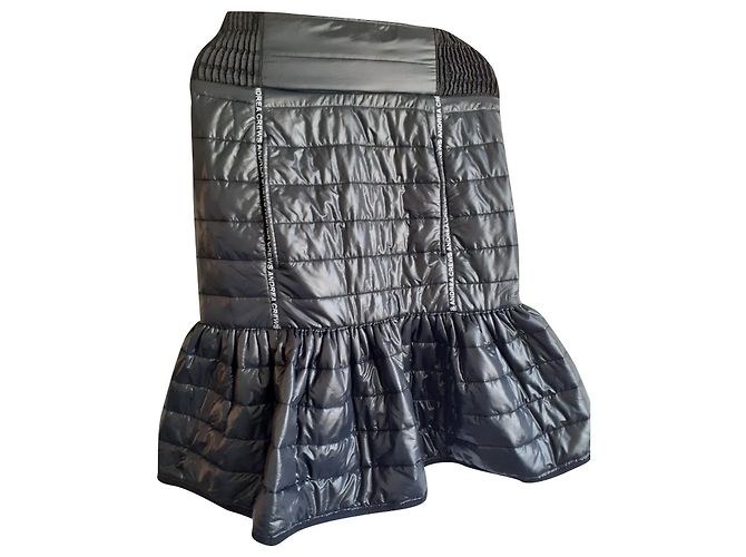 Autre Marque Gesteppter Satinrock Schwarz