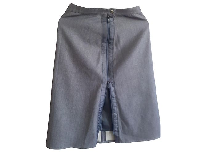 Rodier Dark Blue Wool Elastane Skirt