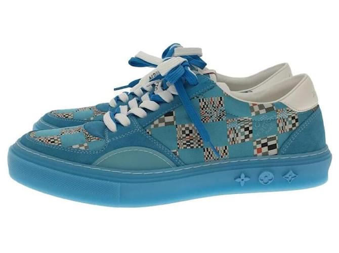 LOUIS VUITTON Sneaker mit niedrigem Schnitt / US7 / BLU / Leinwand Blau  ref.485702