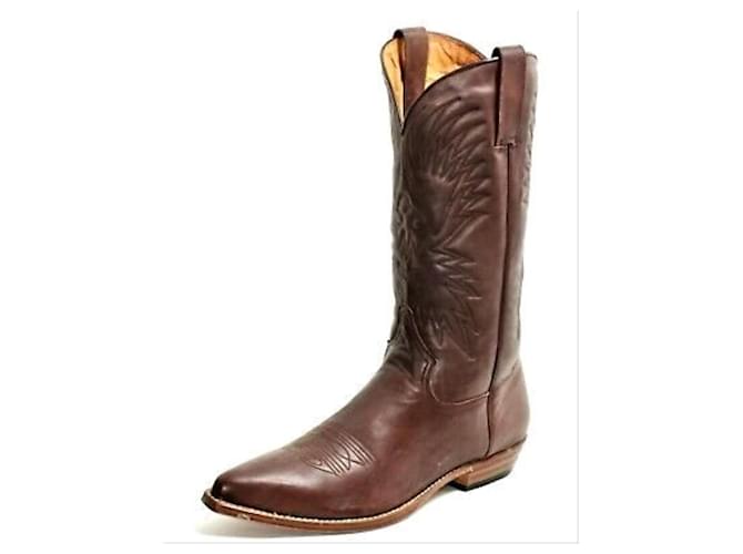 Buffalo Spain Western Riding Cowboy Line Catalan Style Leather Boots Brown  ref.485726