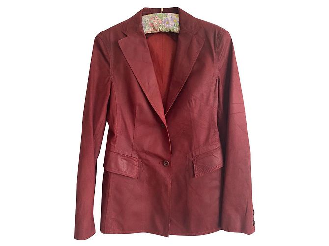 Strenesse Leather Blazer Dark Red