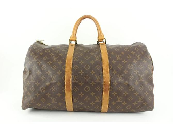 Louis Vuitton Monograma Keepall 50 Boston Duffle Bag Couro  ref.485787