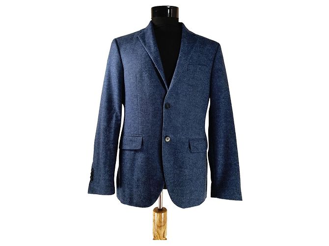 Karl Lagerfeld Blazer Blue Cotton Wool Linen