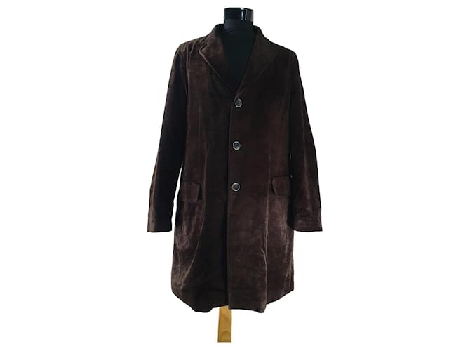 Armani Men Coats Outerwear Brown Cotton Viscose  ref.485803