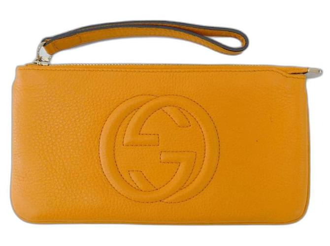 [Used] GUCCI Gucci Soho Mini Clutch Bag Pouch Leather Yellow Bag  ref.485903