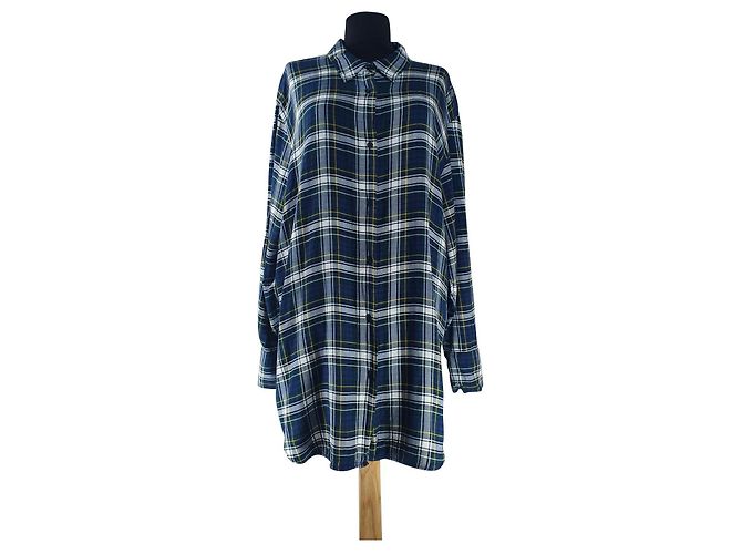 Mads Norgaard Camicia Lunga Check Saxa Cuff in Viscosa Multicolore