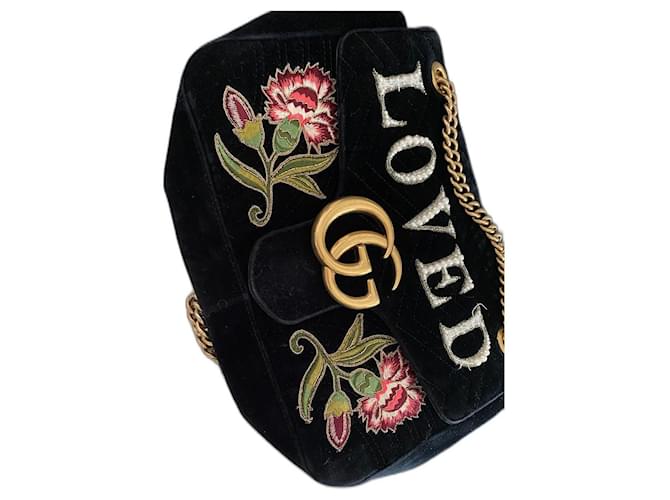 Marmont Gucci Handbags Black Velvet  ref.486320