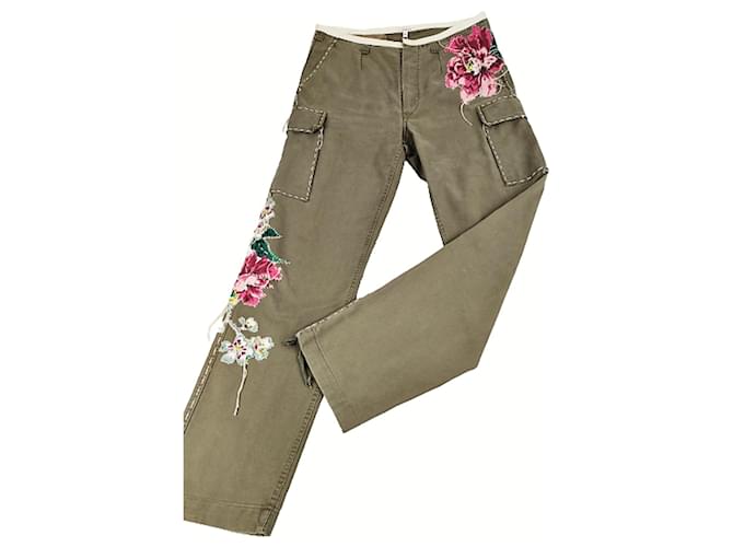 Parosh Trousers with sequins Green Cotton  ref.486379