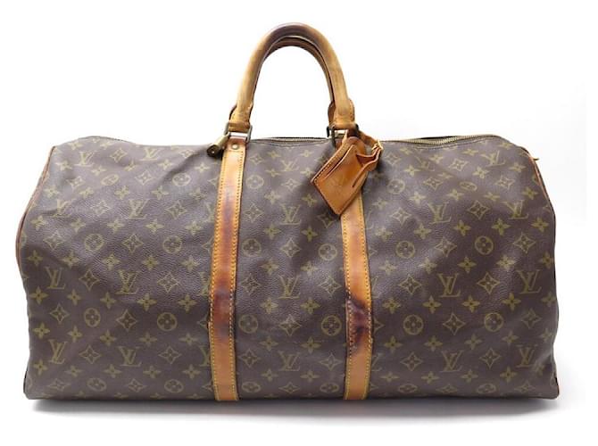 BOLSO DE VIAJE VINTAGE LOUIS VUITTON KEEPALL 55 LONA MONOGRAMA M41424  Pantalón Castaño Lienzo ref.486435 - Joli Closet